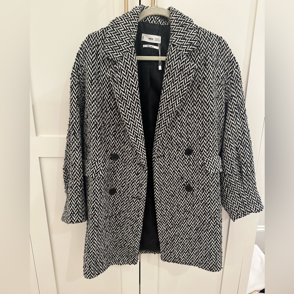 Mango Double Breasted Herringbone Coat XS
